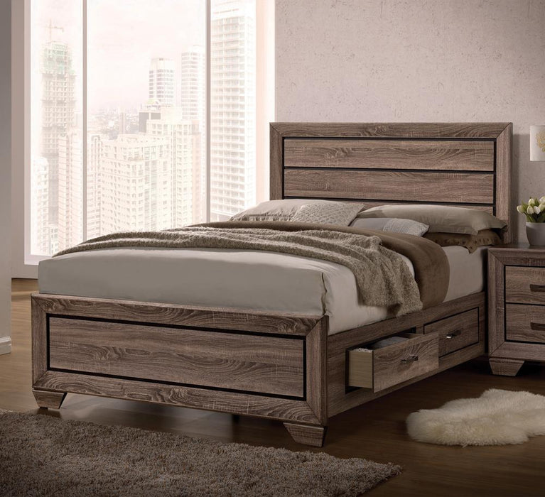 Kauffman California King, E.king, & Queen Panel Bed Washed Taupe - All Brands Furniture (NJ)