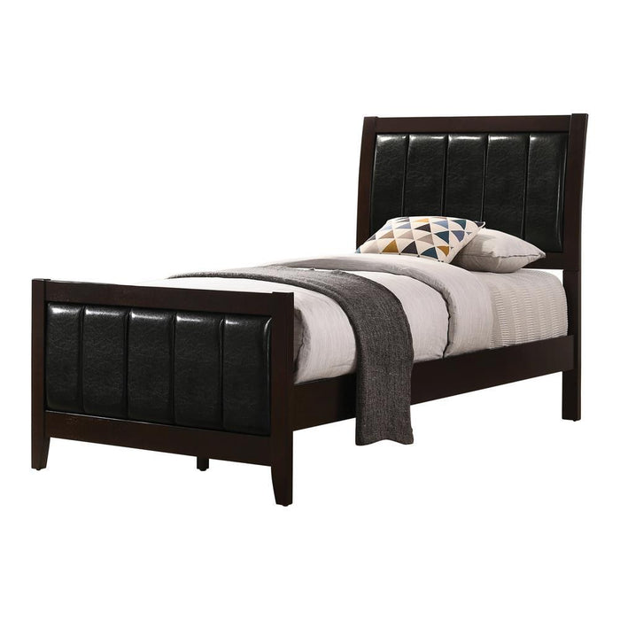 Carlton Full & Twin Upholstered Panel Bed Cappuccino and Black - All Brands Furniture (NJ)
