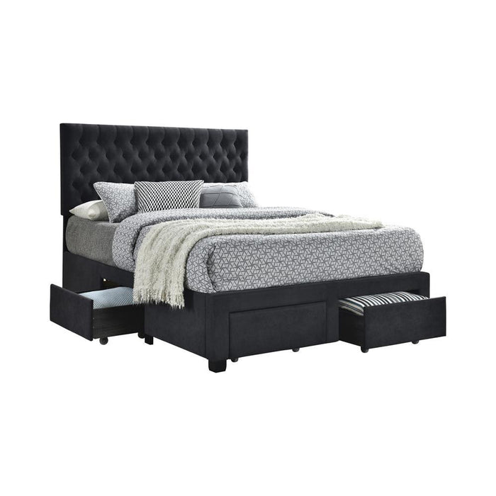 Soledad Eastern King, Full, & Queen 4-drawer Button Tufted Storage Bed Black & White - All Brands Furniture (NJ)