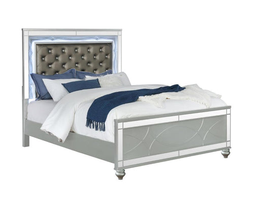 Gunnison California King, E.King, & Queen Panel Bed with LED Lighting Silver Metallic - All Brands Furniture (NJ)
