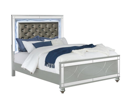 Gunnison Eastern King Panel Bed with LED Lighting Silver Metallic - All Brands Furniture (NJ)