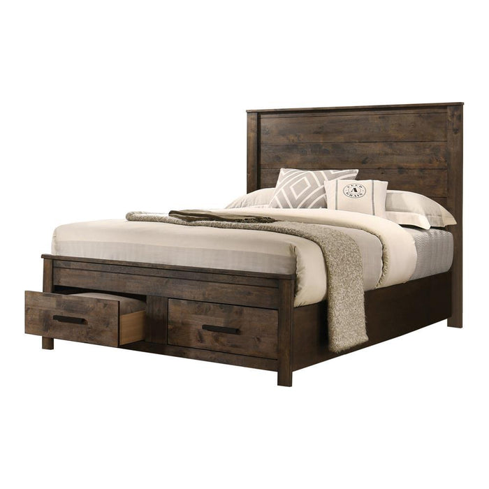 Woodmont Eastern King & Queen Storage Bed Rustic Golden Brown - All Brands Furniture (NJ)