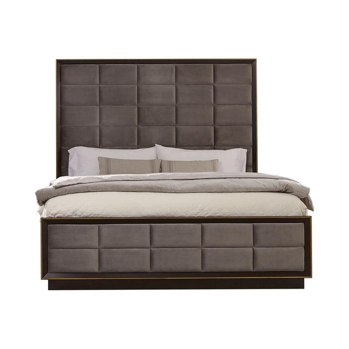 Durango California King, Eastren King, & Queen Upholstered Bed Smoked Peppercorn and Grey - All Brands Furniture (NJ)