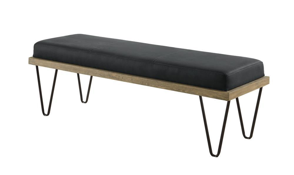 Chad Upholstered Bench with Hairpin Legs Dark Blue