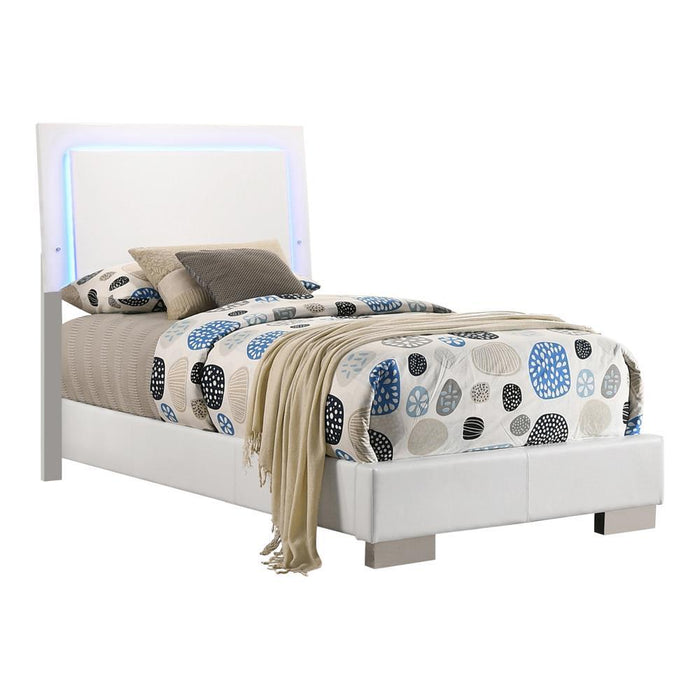 Felicity Full & Twin Panel Bed with LED Lighting Glossy White - All Brands Furniture (NJ)