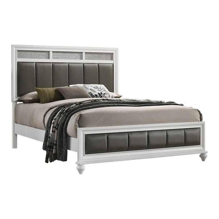 Barzini California King, E.King, & Queen Upholstered Panel Bed White - All Brands Furniture (NJ)