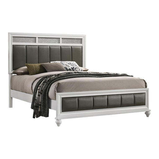 Barzini California King, E.King, & Queen Upholstered Panel Bed White - All Brands Furniture (NJ)