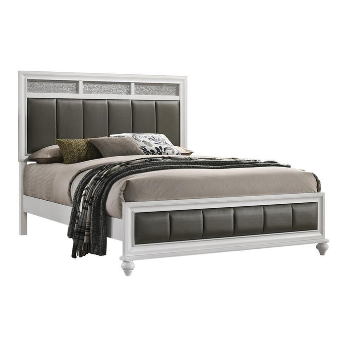 Barzini California King, E.King, & Queen Upholstered Panel Bed White - All Brands Furniture (NJ)