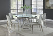 Irene Round Glass Top Dining Table White and Chrome - All Brands Furniture (NJ)