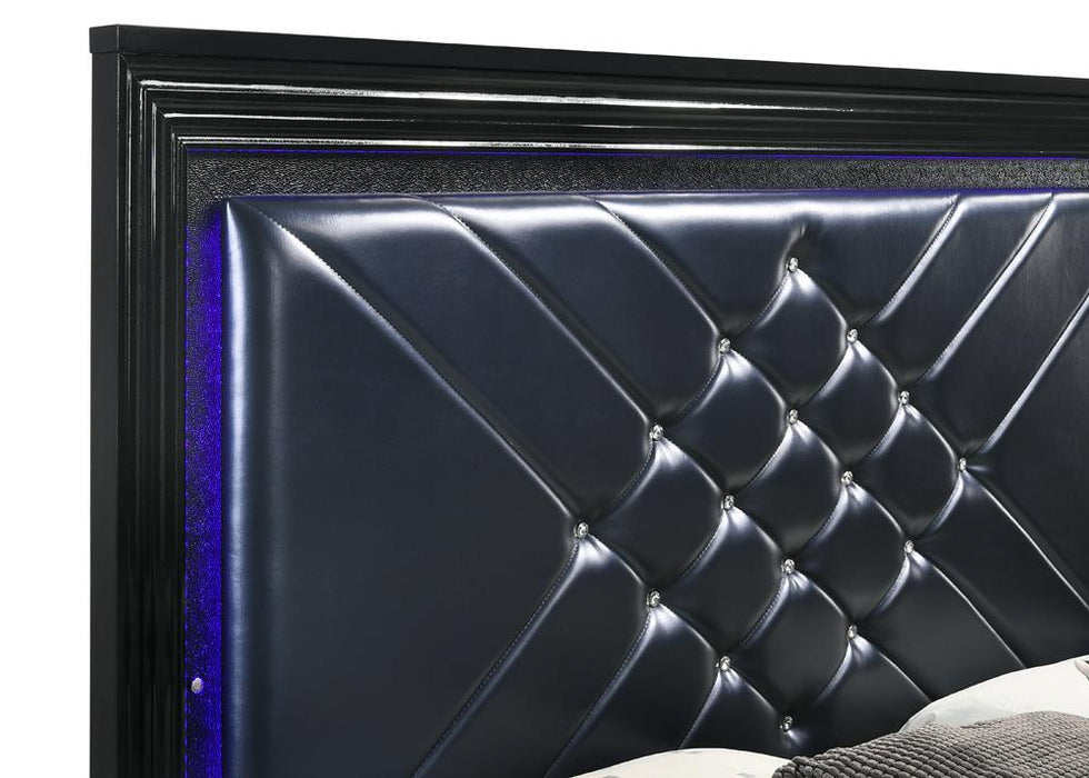 Penelope Queen Bed with LED Lighting Black and Midnight Star - All Brands Furniture (NJ)