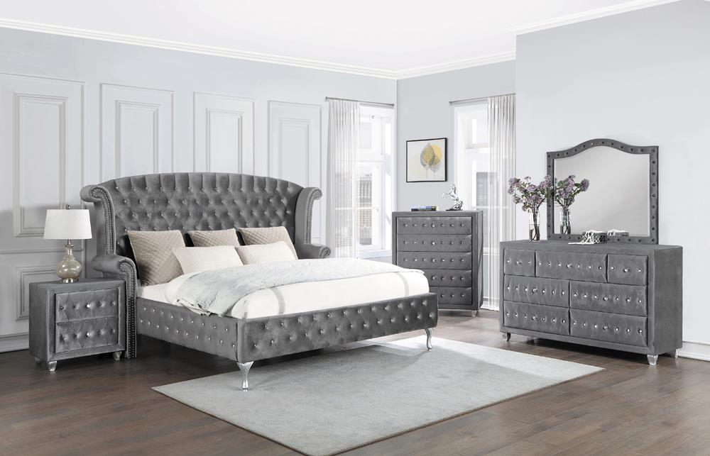 Deanna Queen Tufted Upholstered Bed Grey - All Brands Furniture (NJ)