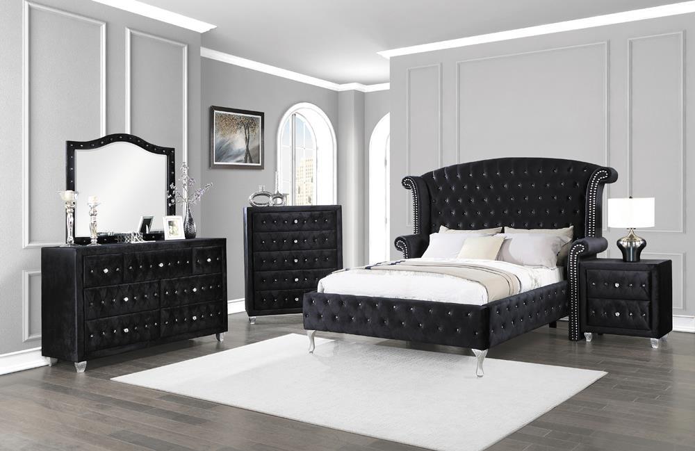 Deanna Queen Tufted Upholstered Bed Black - All Brands Furniture (NJ)