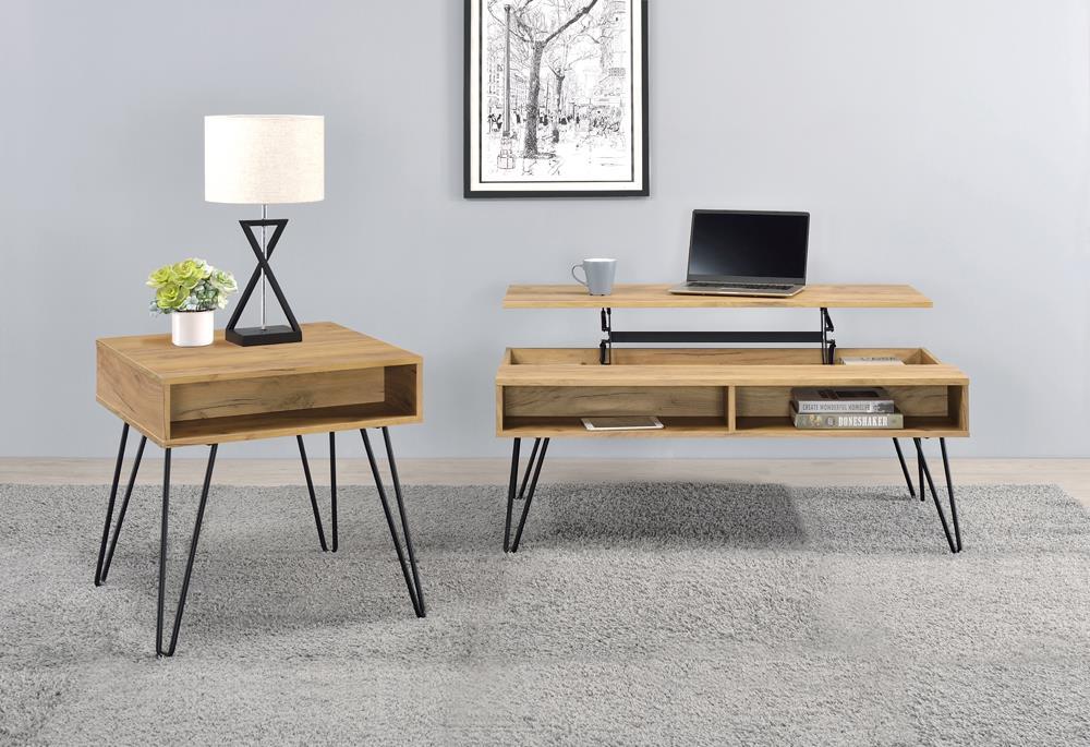 Fanning Lift Top Storage Coffee Table Golden Oak and Black - All Brands Furniture (NJ)