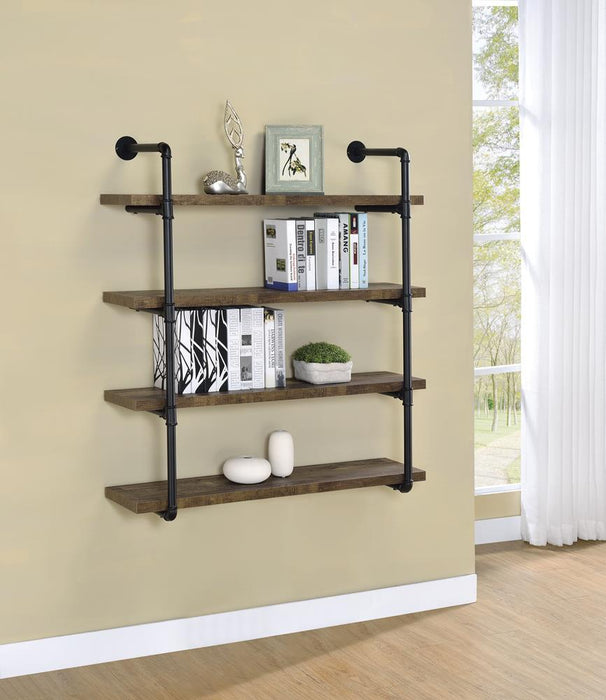 Elmcrest 40-inch Wall Shelf Black and Grey Driftwood - All Brands Furniture (NJ)
