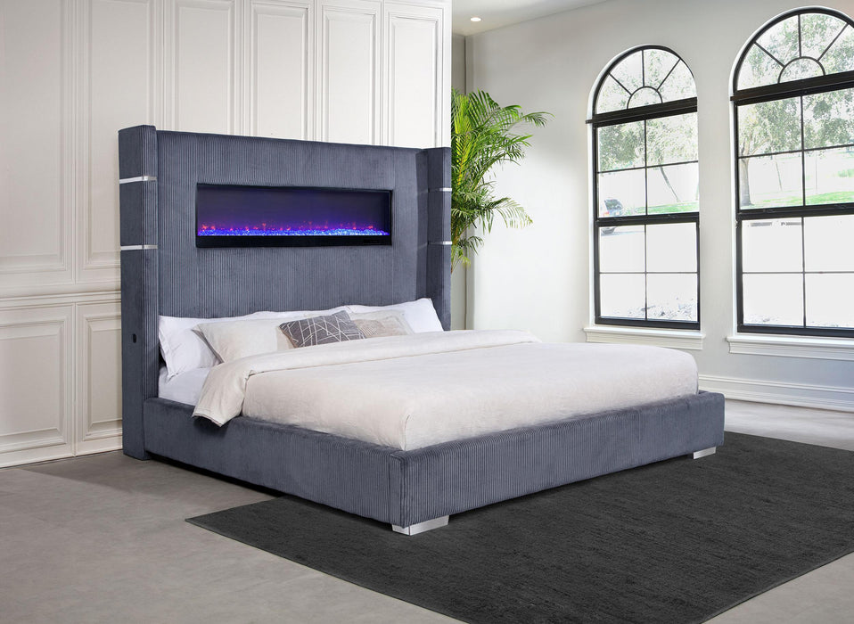 Tisdall California King, E.King & Queen Bed Grey, Black & Queen - All Brands Furniture (NJ)