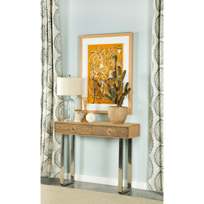 Draco Console Table with Hand Carved Drawers Natural - All Brands Furniture (NJ)