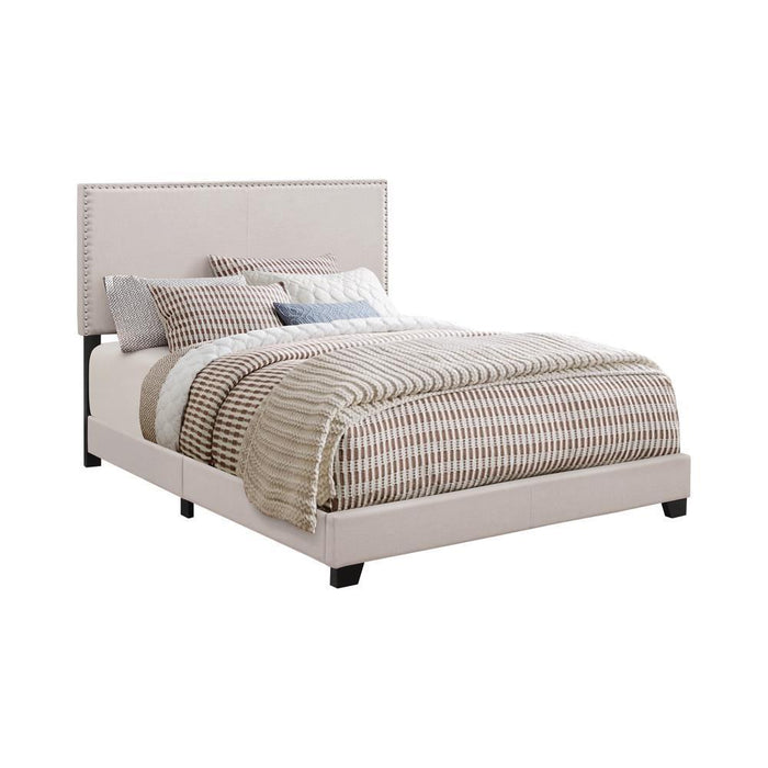 Boyd California King, King, & Queen Upholstered Bed with Nailhead Trim Charcoal & Grey - All Brands Furniture (NJ)
