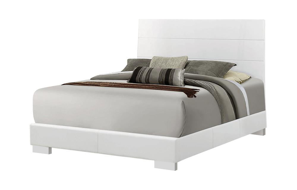 Felicity Panel Bed Glossy White - All Brands Furniture (NJ)