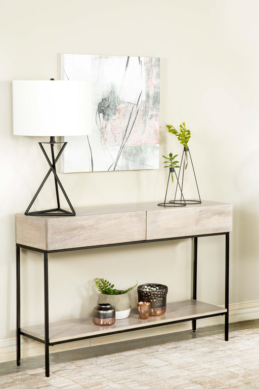 Rubeus 2-drawer Console Table with Open Shelf White Washed - All Brands Furniture (NJ)