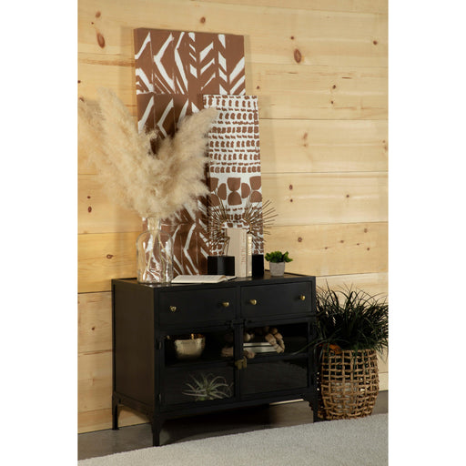 Sadler 2-drawer Accent Cabinet with Glass Doors Black - All Brands Furniture (NJ)