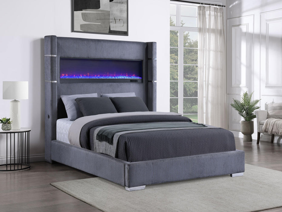 Tisdall Wingback Bed with Flame Visualizer - All Brands Furniture (NJ)