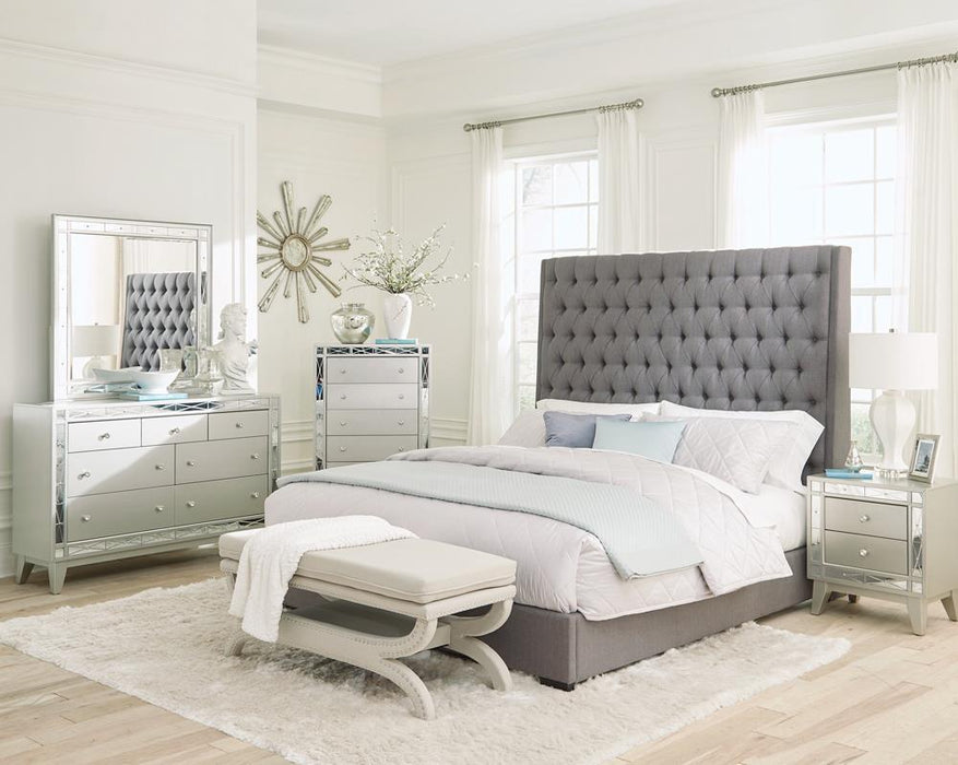 Camille Tall Tufted Bed Grey - All Brands Furniture (NJ)