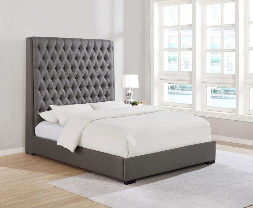 Camille Tall Tufted Bed Grey - All Brands Furniture (NJ)