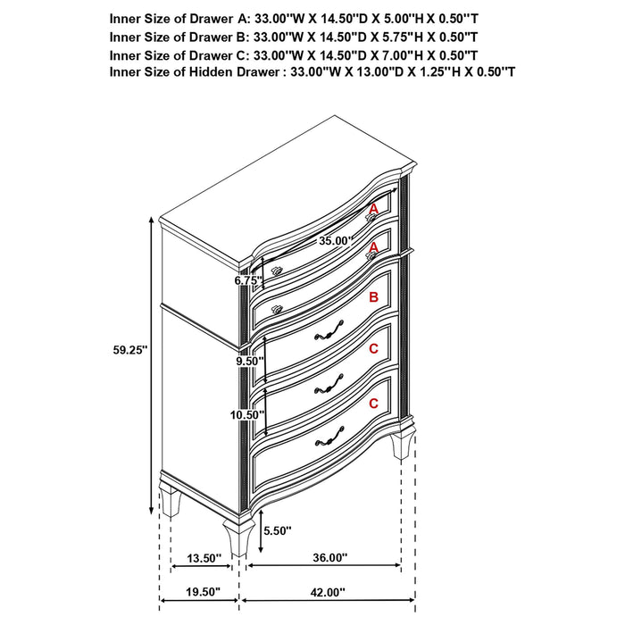 Evangeline 5 Pc Bedroom Set - All Brands Furniture (NJ)