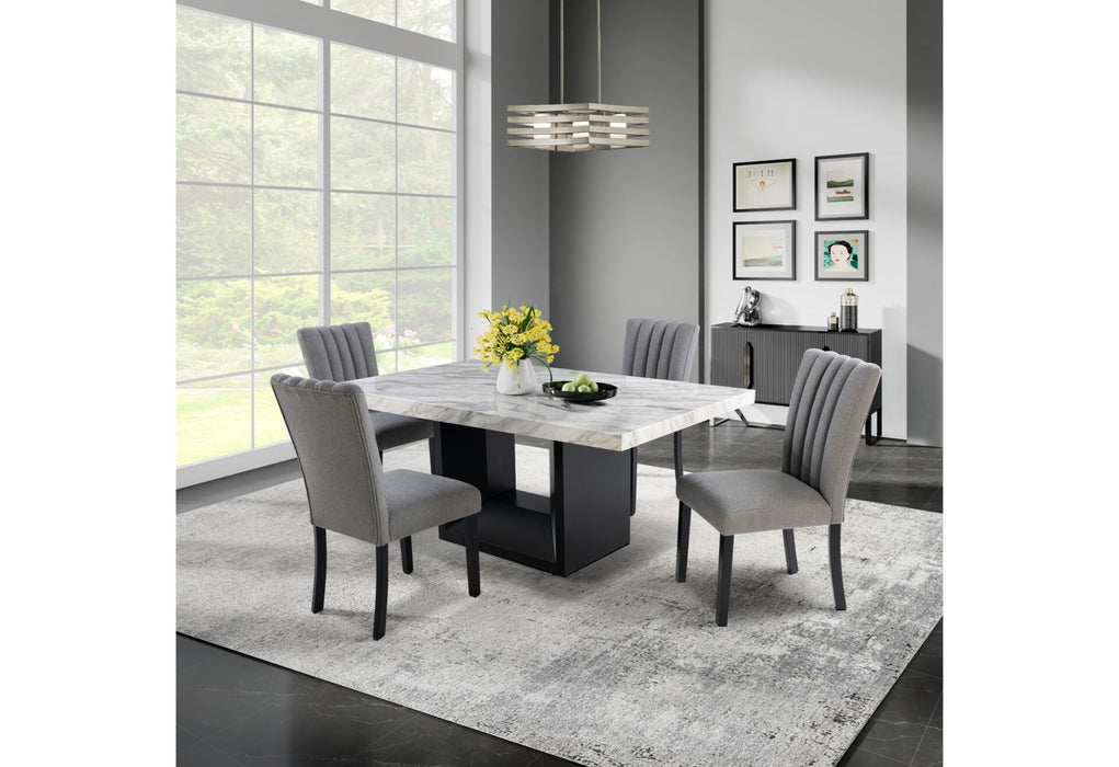 D02 Black Dining Table with D8685 Grey Dining Chair - All Brands Furniture (NJ)