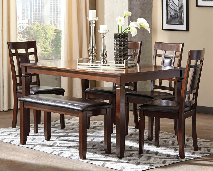 Bennox Dining Table and Chairs with Bench (Set of 6) - All Brands Furniture (NJ)