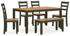 Gesthaven Dining Table with 4 Chairs and Bench (Set of 6) - All Brands Furniture (NJ)