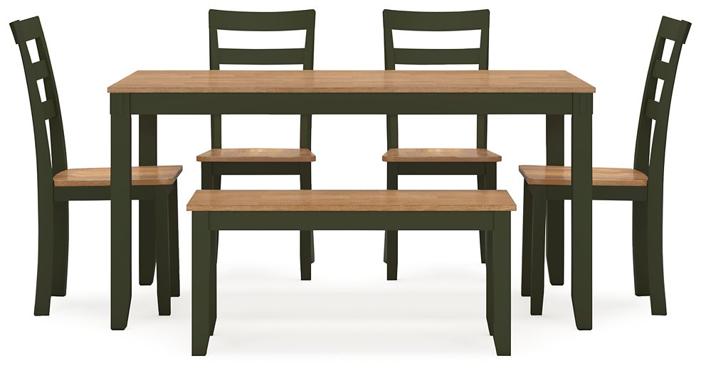 Gesthaven Dining Table with 4 Chairs and Bench (Set of 6) - All Brands Furniture (NJ)