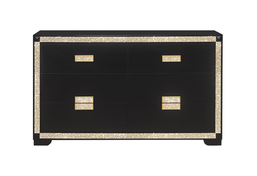 slim fit dress slacks Global Furniture USA Blake Black/Gold Dresser