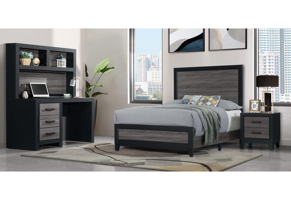 LISBON GREY/BLACK TWIN BED, DRESSER, MIRROR AND NIGHTSTAND - All Brands Furniture (NJ)