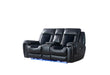 U0700 BLANCHE BLACK/VELVET POWER CONSOLE RECLINING LS WITH LED - All Brands Furniture (NJ)