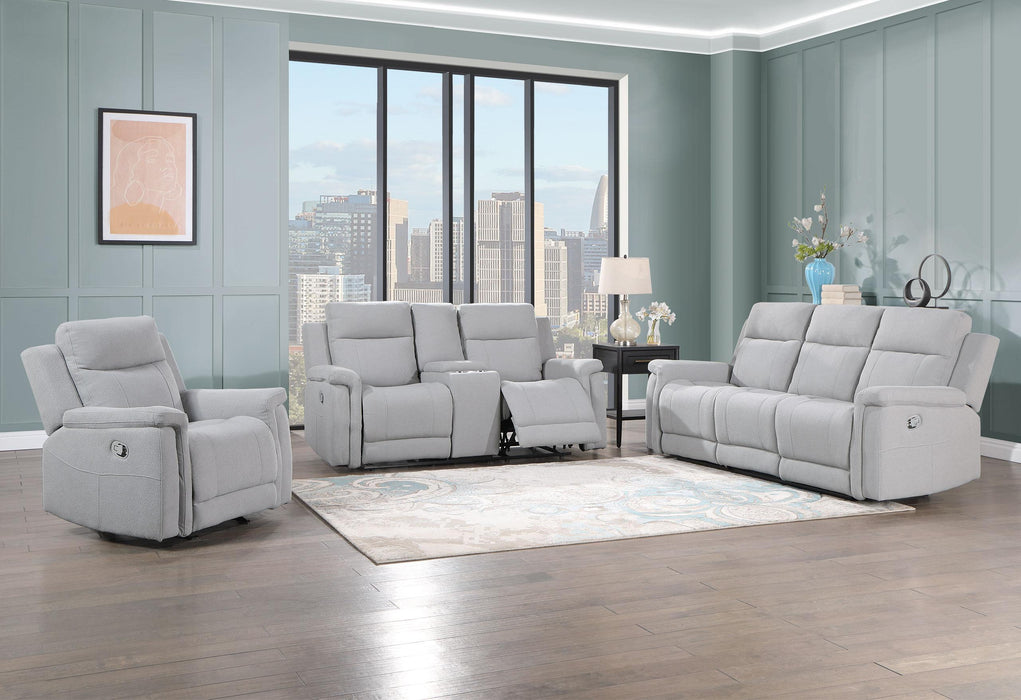 U1797 GREY RECLINING SOFA / CONSOLE RECLINING LOVESEAT / GLIDER RECLINER image