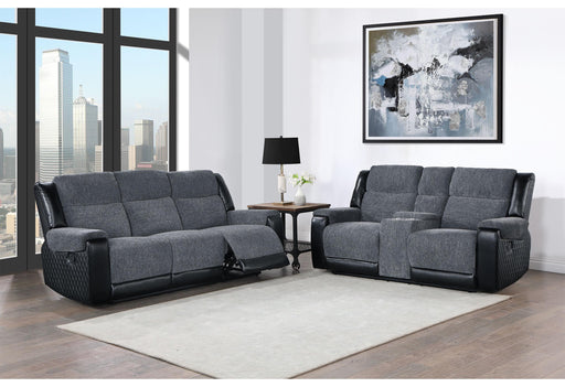 U5914 GREY/BLACK RECLINING SOFA/CONSOLE RECLINING LOVESEAT image