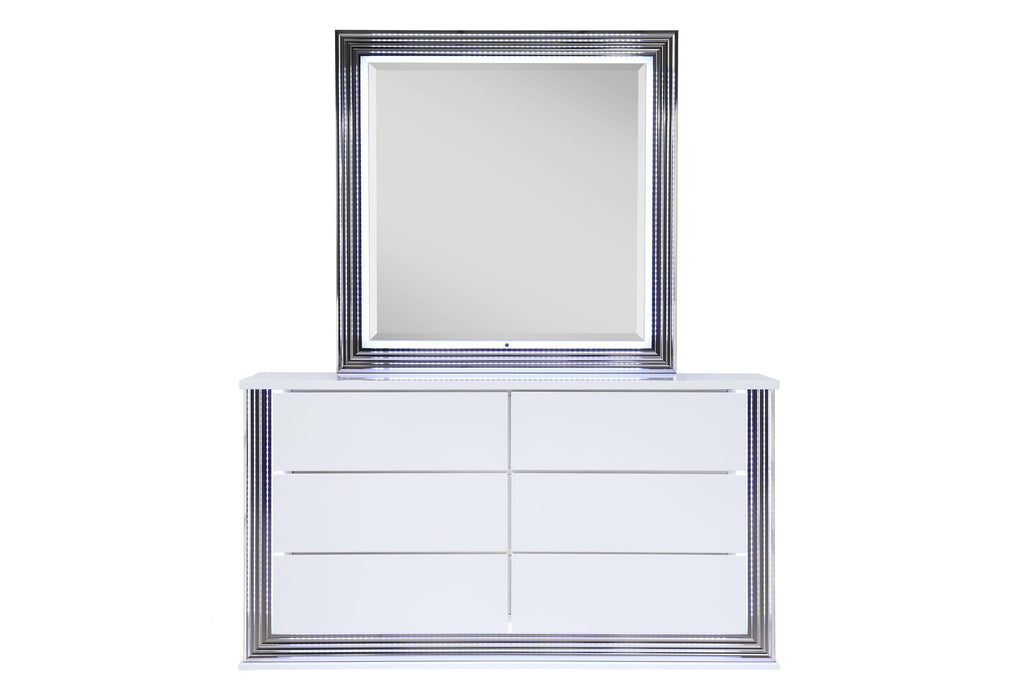 YLIME SMOOTH WHITE MIRROR WITH LED - All Brands Furniture (NJ)