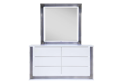 YLIME SMOOTH WHITE MIRROR WITH LED - All Brands Furniture (NJ)