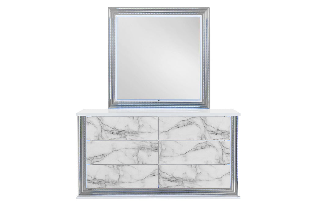 YLIME WHITE MARBLE MIRROR WITH LED - All Brands Furniture (NJ)