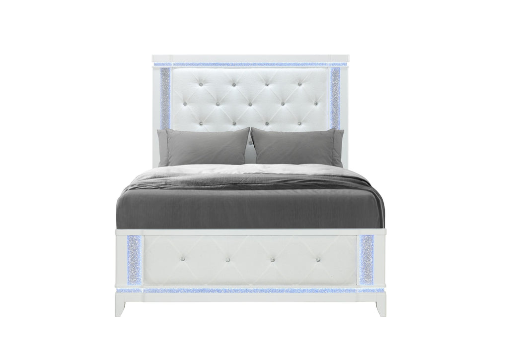 ALINA WHITE QUEEN BED WITH LED - All Brands Furniture (NJ)