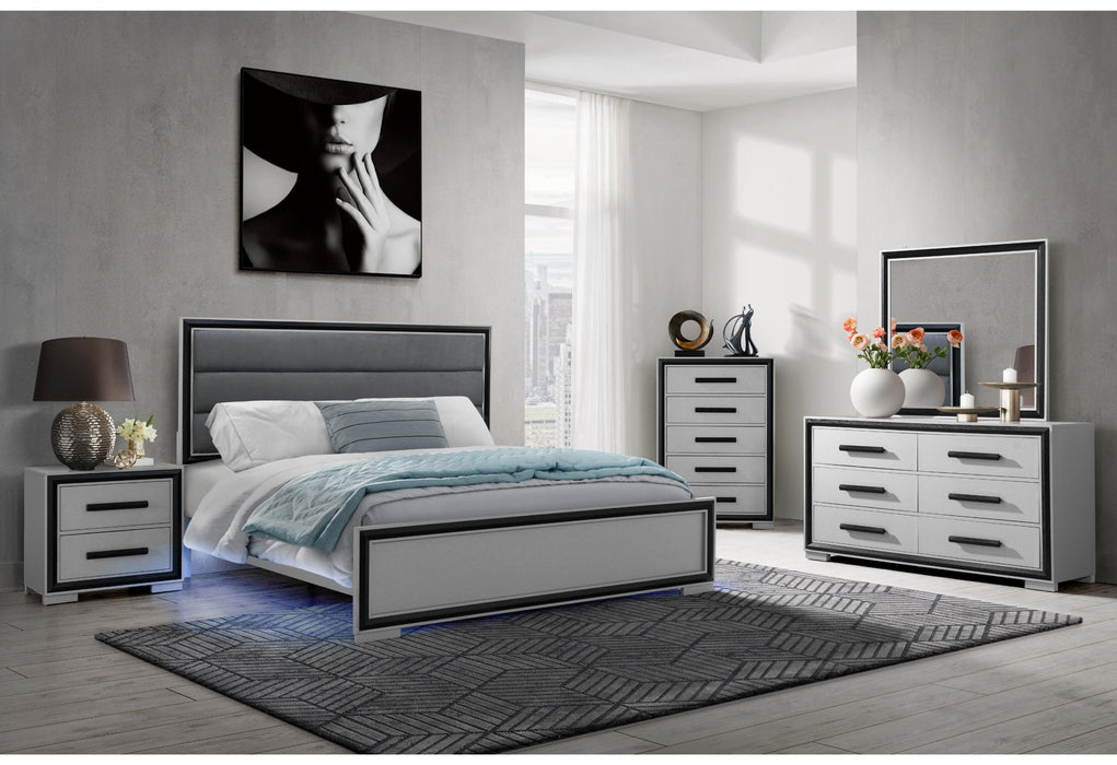 AMELIA GREY BLACK KING BED GROUP W/LED - All Brands Furniture (NJ)
