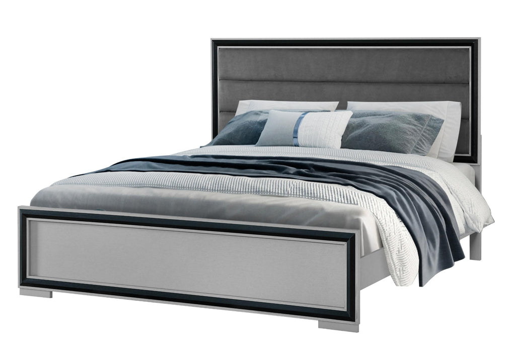AMELIA GREY BLACK QUEEN BED W/LED - All Brands Furniture (NJ)