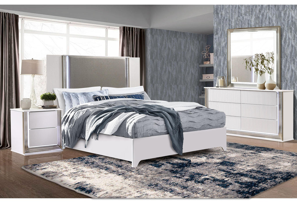 ASPEN WHITE QUEEN BED GROUP WITH VANITY SET WITH LED - All Brands Furniture (NJ)