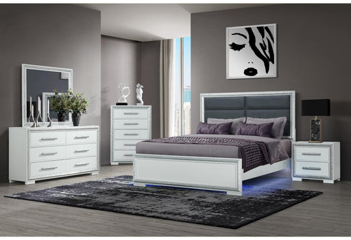 ANDROS SILVER QUEEN BED W/LED - All Brands Furniture (NJ)