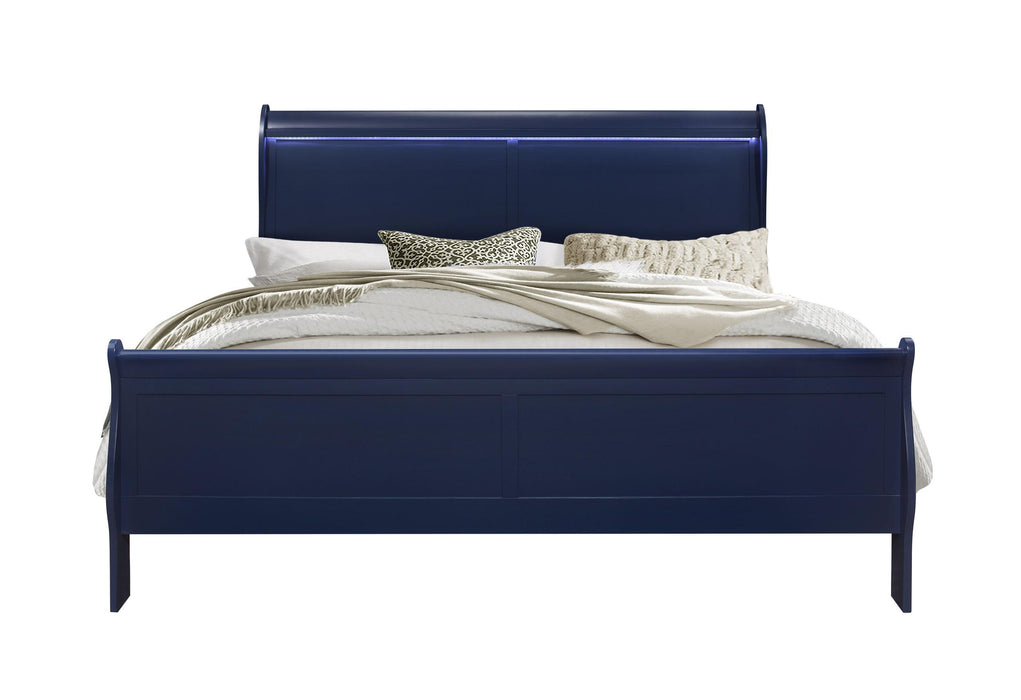 CHARLIE BLUE KING BED WITH LED - All Brands Furniture (NJ)