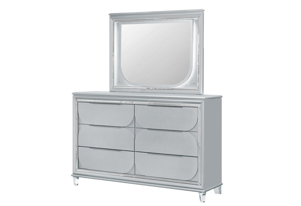 CALEB SILVER MIRROR WITH LED - All Brands Furniture (NJ)