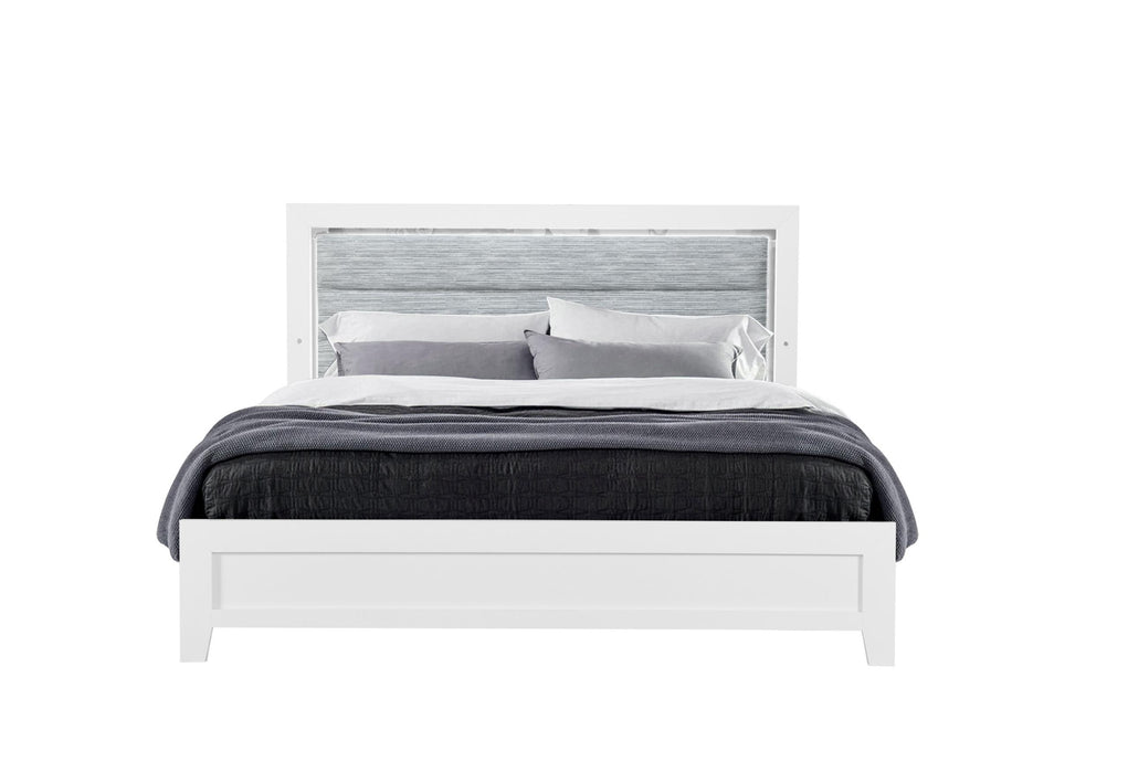 LUCCIA WHITE TWIN BED WITH LED - All Brands Furniture (NJ)
