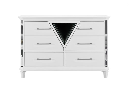 MARCO METALLIC WHITE DRESSER WITH LED 3D MIRROR image