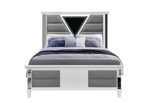 MARCO METALLIC WHITE QUEEN BED WITH LED 3D MIRROR - All Brands Furniture (NJ)